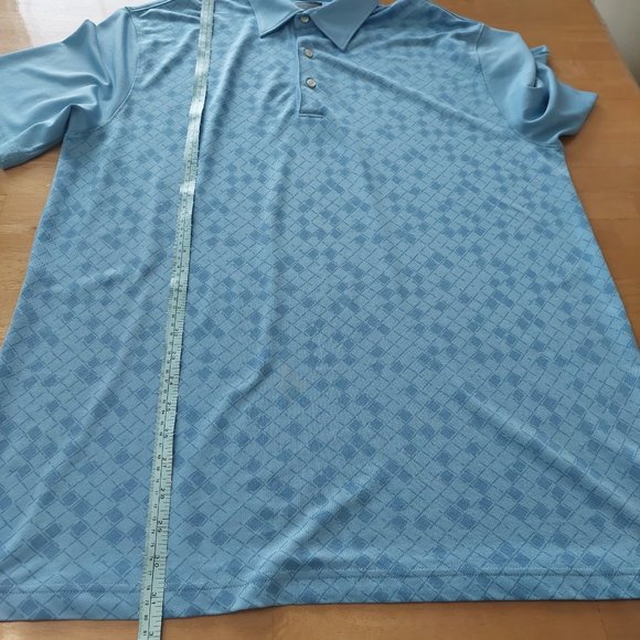 GREG NORMAN short sleeve light blue golf polo shirt pattern front men's large - Picture 11 of 11